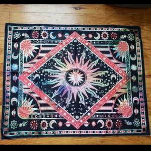 Red Sun and Moon Tapestry